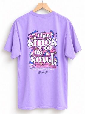 Blessed Girl Then Sings My Soul Christian Tee Large NWT BGA4309 Purple
